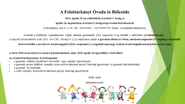 Óvodai beiratkozás 2024