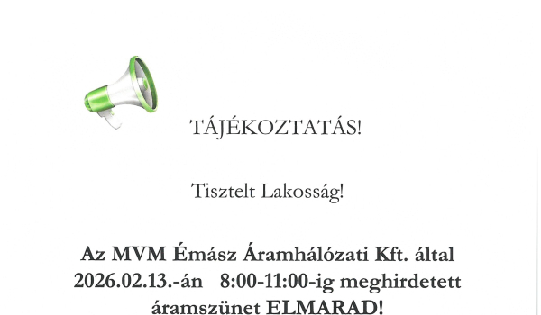 Tervezett áramszünet elmarad!