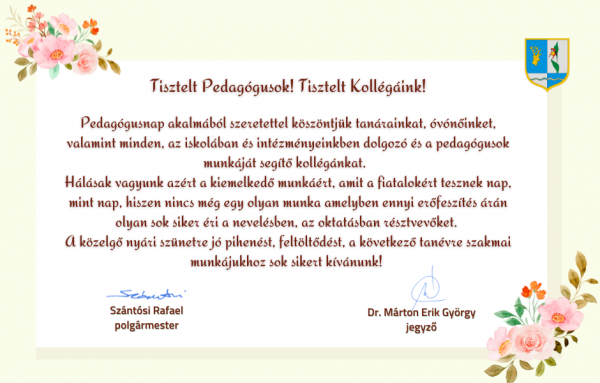 Pedagógusnapi köszöntő