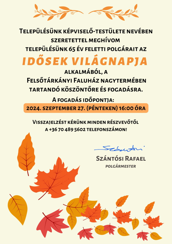Meghívó idősek világnapja alkalmából