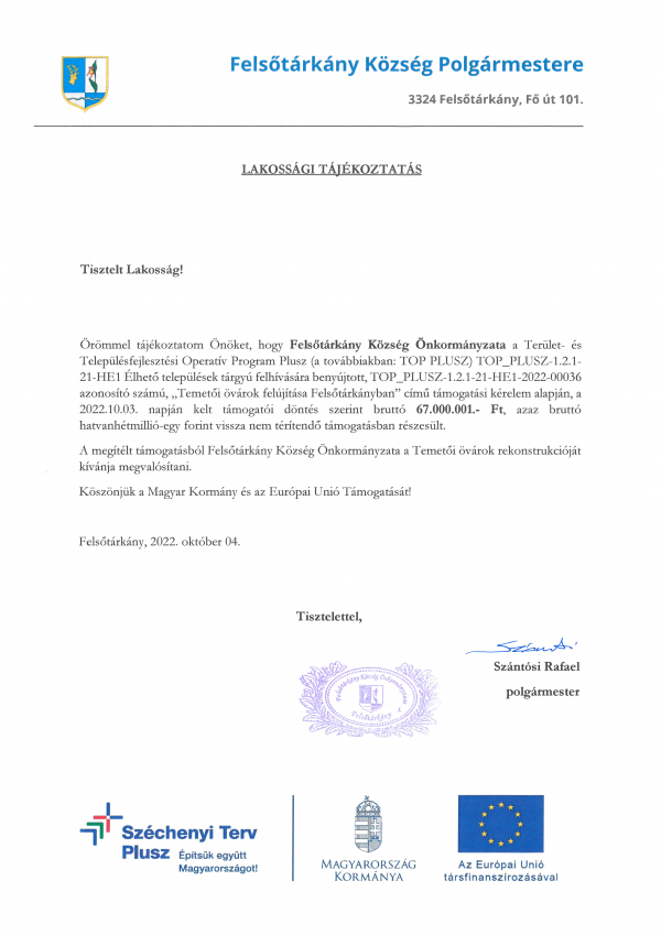 Lakossági tájékoztatás
